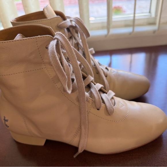 Beige Lace-Up Ankle Booties for Women